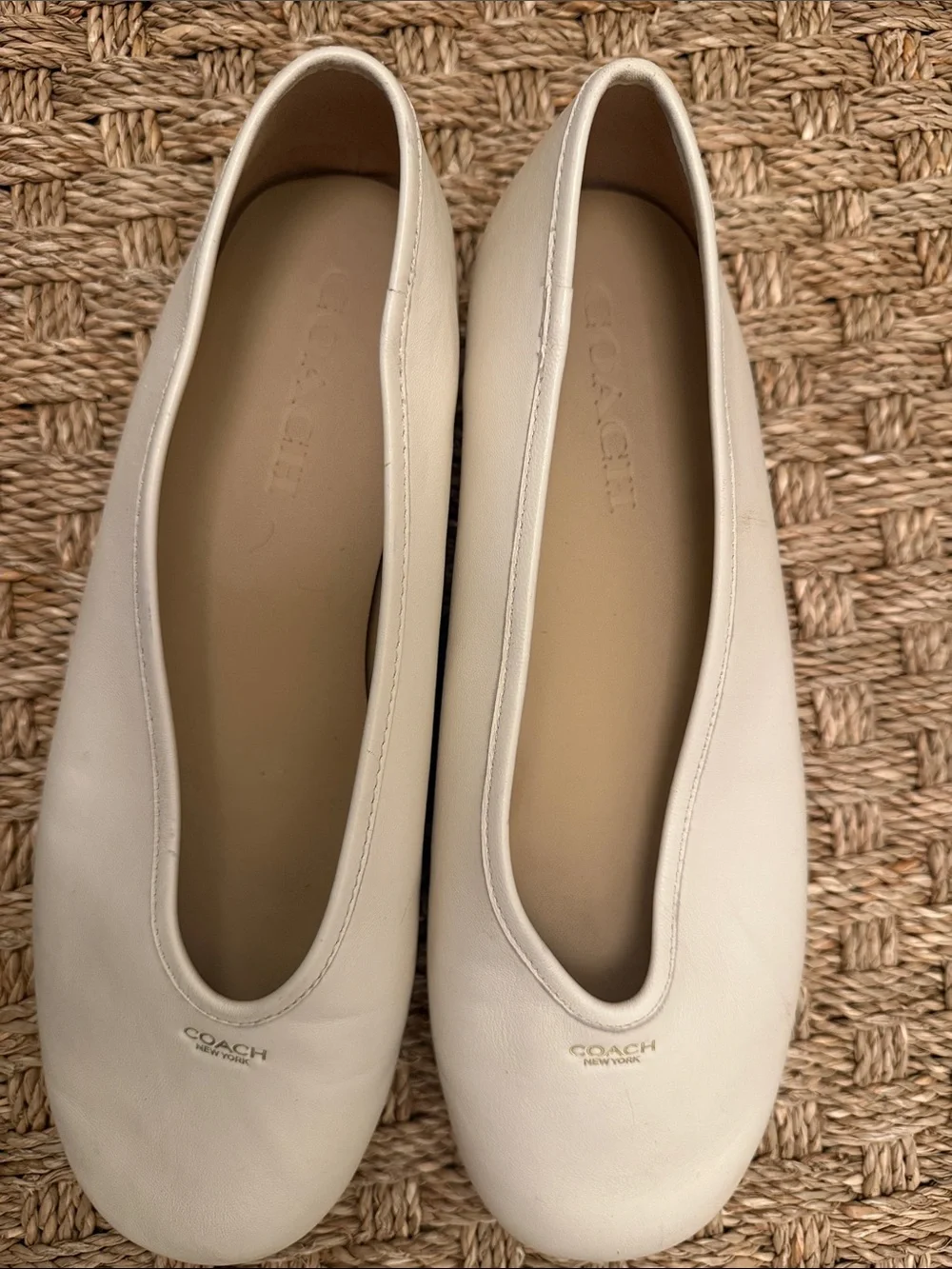 Coach Leather Ballet Flats in Cream